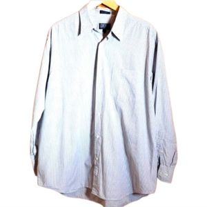 DKNY 16.5 32/ 33 GREY STRIPPED LONGSLEVE BUTTON UP